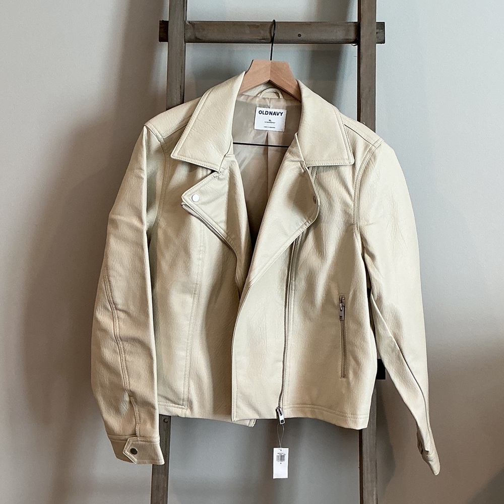Old Navy Women's Leather (like) Jacket in Cream